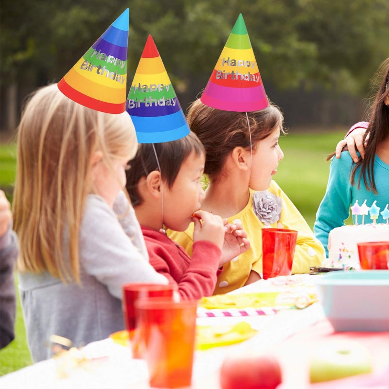 Rocutus Rainbow Birthday Party Hats  30 Pieces (RT-JNBGVFTGY) - Image 2